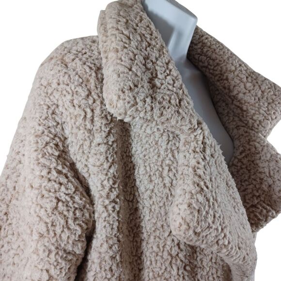 C&C California Womens XL Oatmeal Teddy Coat Longline Sherpa Shacket Cozy Jacket - Picture 4 of 8